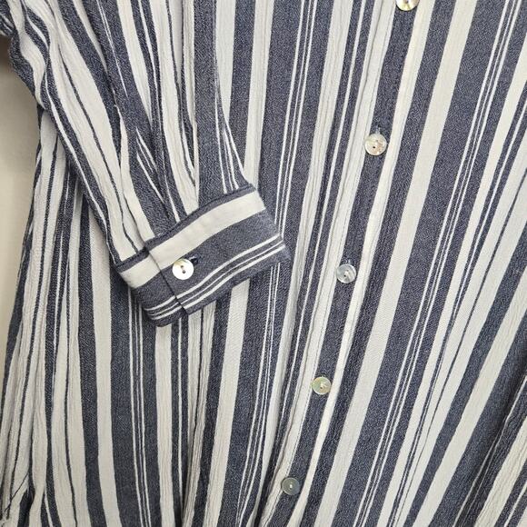 JANE & DELANCY Striped Grey & White Collared Button Down Long Sleeve Size 1X - Picture 3 of 10
